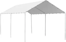 10x20 Carports Heavy Duty Car Port Waterproof Car Tent Metal Carport Party Tent with 6 Steel Legs,White