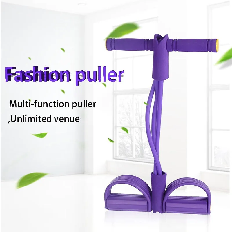 4 Resistance Bands Fitness Elastic Pull Ropes Exerciser Rower Belly