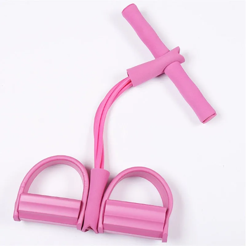 4 Resistance Bands Fitness Elastic Pull Ropes Exerciser Rower Belly