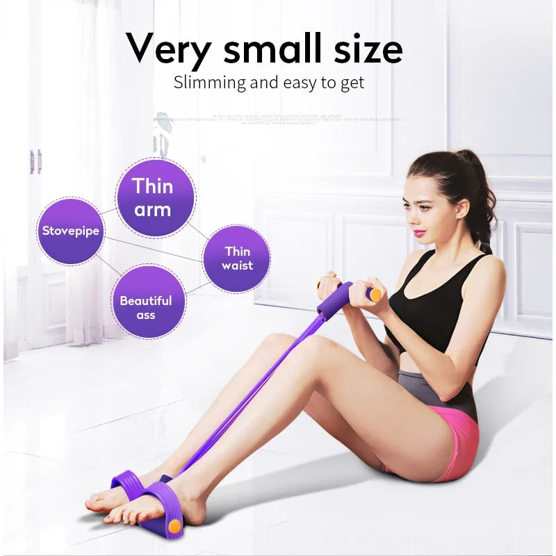 4 Resistance Bands Fitness Elastic Pull Ropes Exerciser Rower Belly