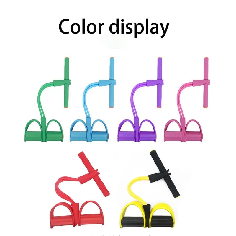 4 Resistance Bands Fitness Elastic Pull Ropes Exerciser Rower Belly
