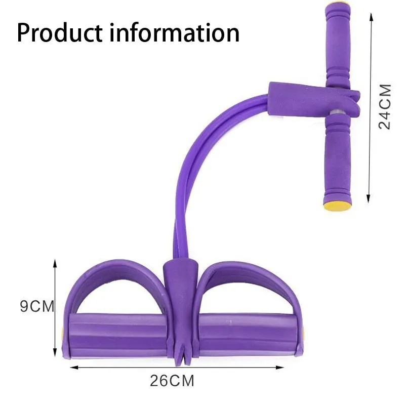 4 Resistance Bands Fitness Elastic Pull Ropes Exerciser Rower Belly