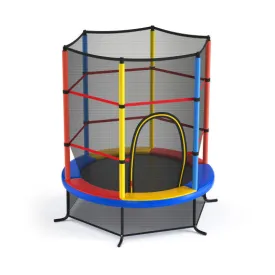 55 Inch Kids Recreational Trampoline Bouncing Jumping Mat with Enclosure Net-Yellow
