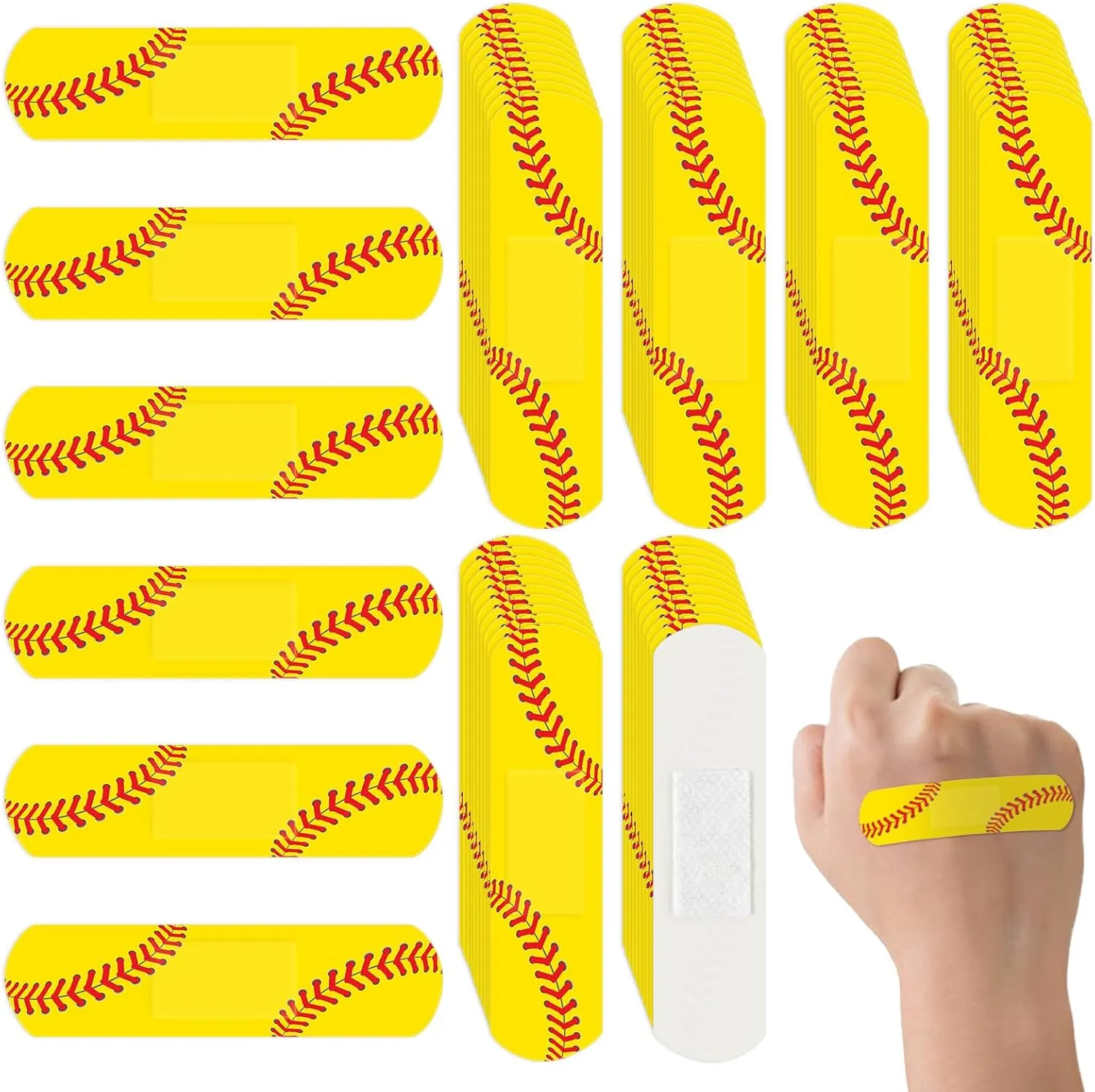 60PCS Softball Bandages for Girls, Breathable Adhesive Bandage for Softball Team Sport Travel and at School, Softball Themed Party Gifts Favors for Teenager Girls Women and Softball Lover