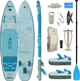 Adventure 1235"/39" Extra Wide Paddle Board, One-Stop Premium SUP Board Accessories, Tailored 5 Fins, Stable Inflatable Stand Up Paddle Boards for Youth/Adults of All Skill Levels
