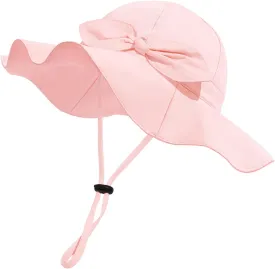 Baby Girl Sun Hat with UPF 50  Outdoor Adjustable Beach Hat with Wide Brim Bucket Hats