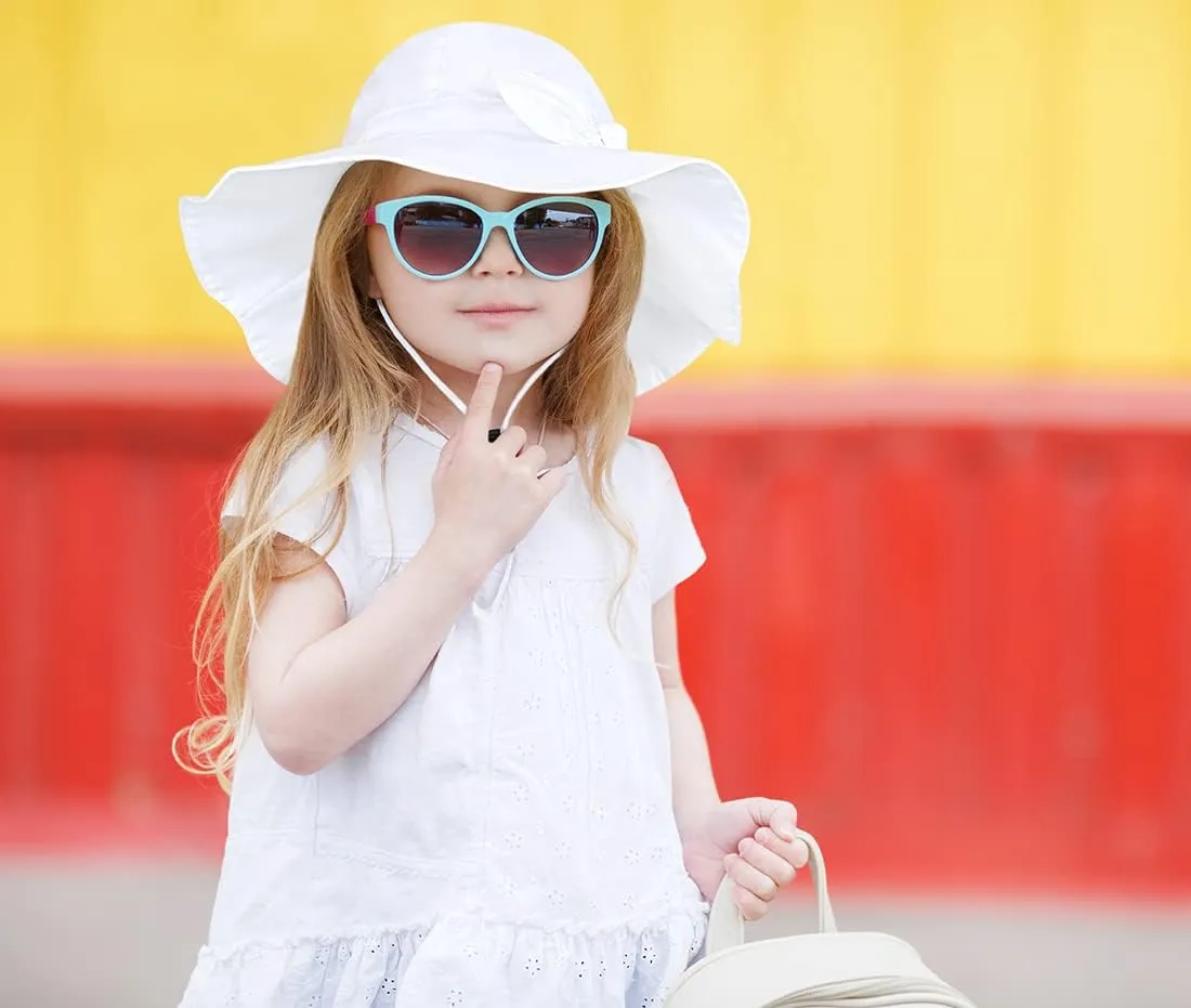 Baby Girl Sun Hat with UPF 50  Outdoor Adjustable Beach Hat with Wide Brim Bucket Hats