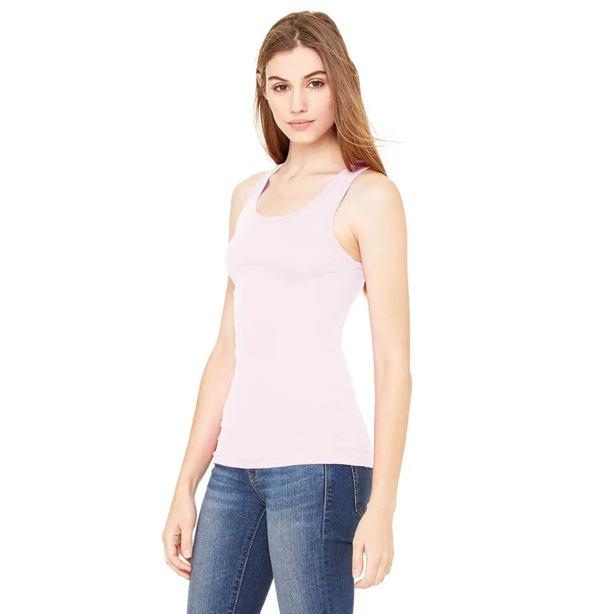 Bella   Canvas Women's Pink Sheer Mini Rib Racerback Tank