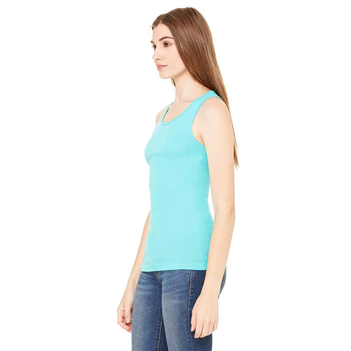 Bella   Canvas Women's Teal Sheer Mini Rib Racerback Tank