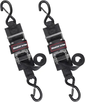 Boat Trailer Straps, Boat Transom Tie Down Straps to Trailer with Stainless Steel Ratchet Strap, 4 Feet 2400lbs Break Strength, 2 Pack (Black,1.5" x4')