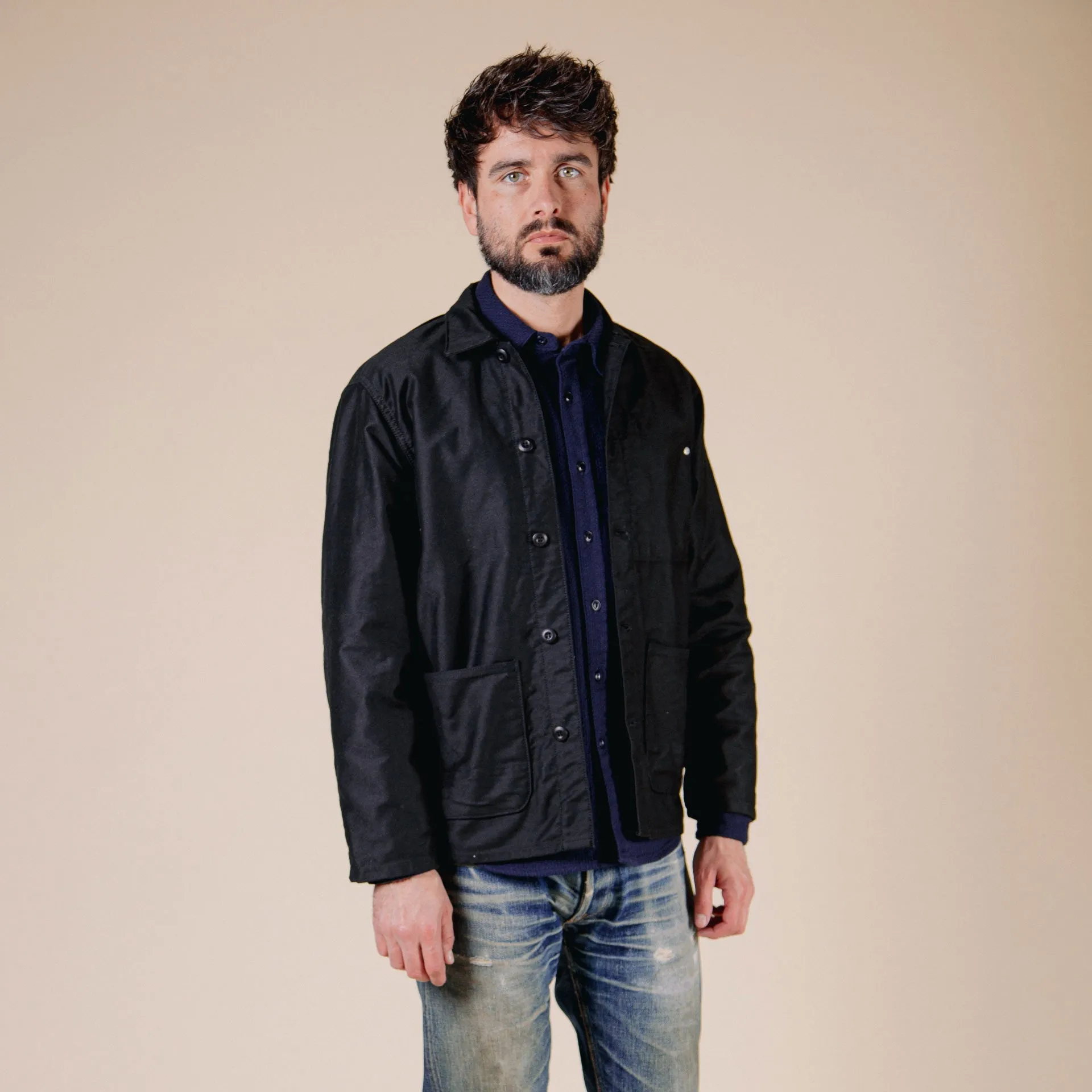 BWJ-01 WORKER JACKET 12 oz. black moleskin