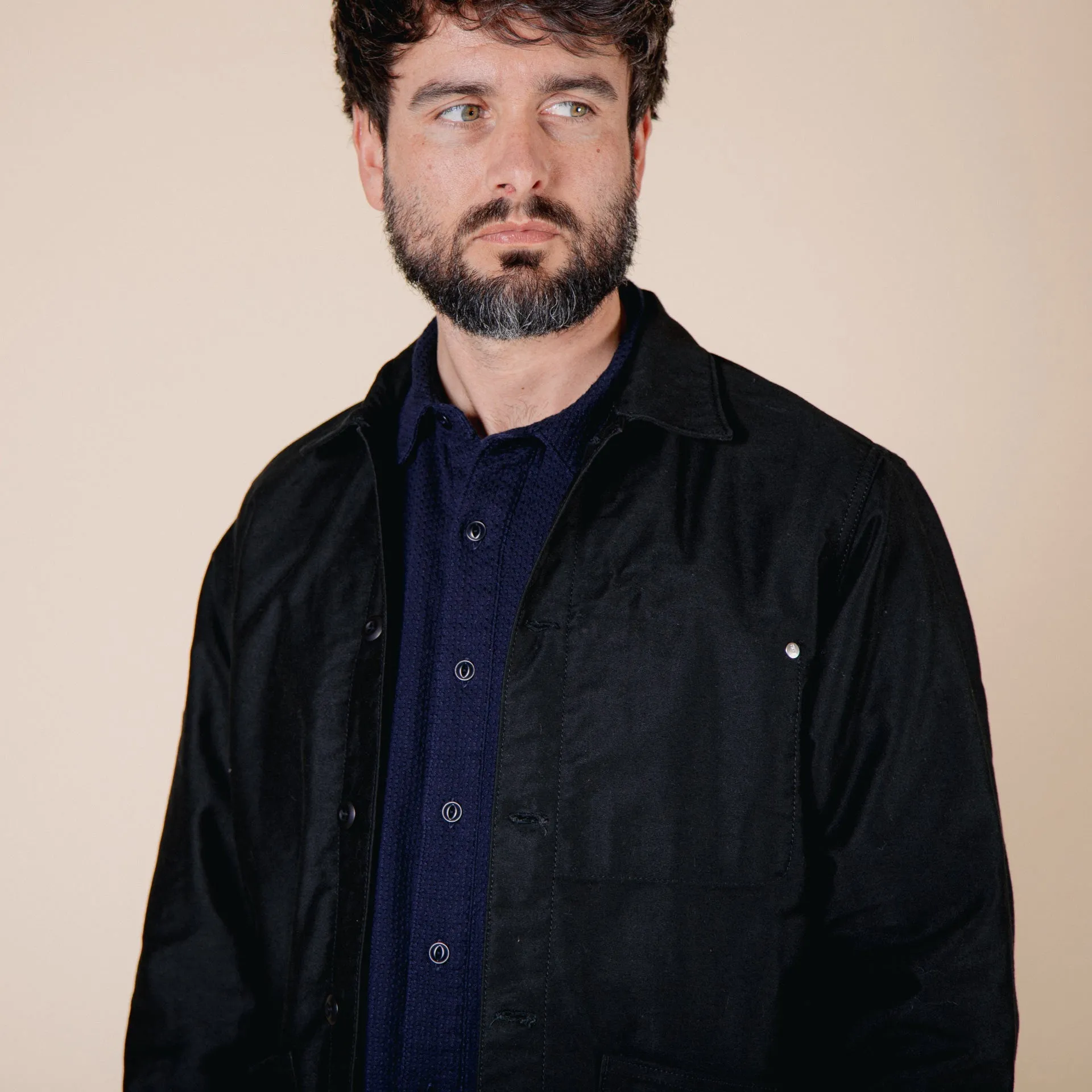 BWJ-01 WORKER JACKET 12 oz. black moleskin