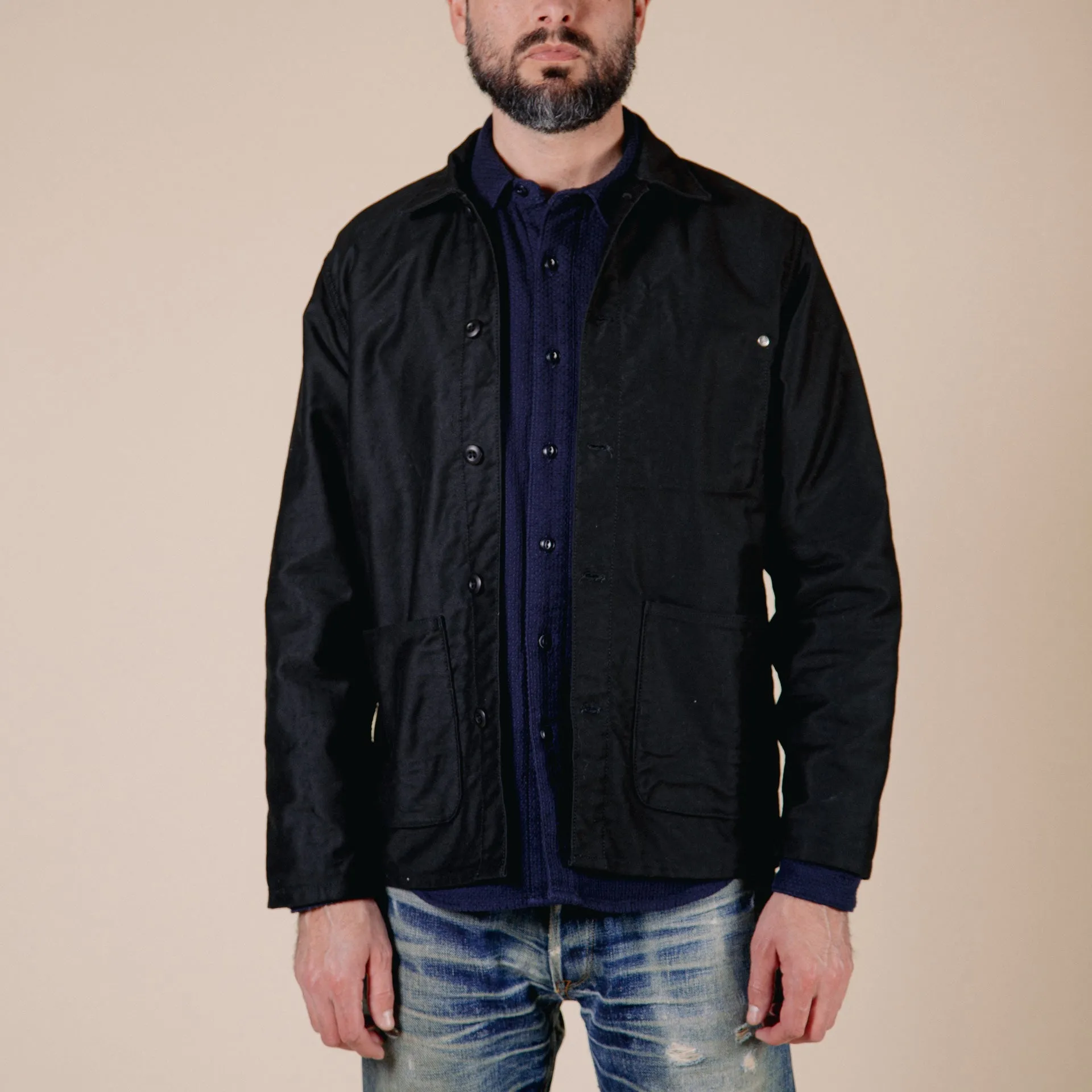 BWJ-01 WORKER JACKET 12 oz. black moleskin
