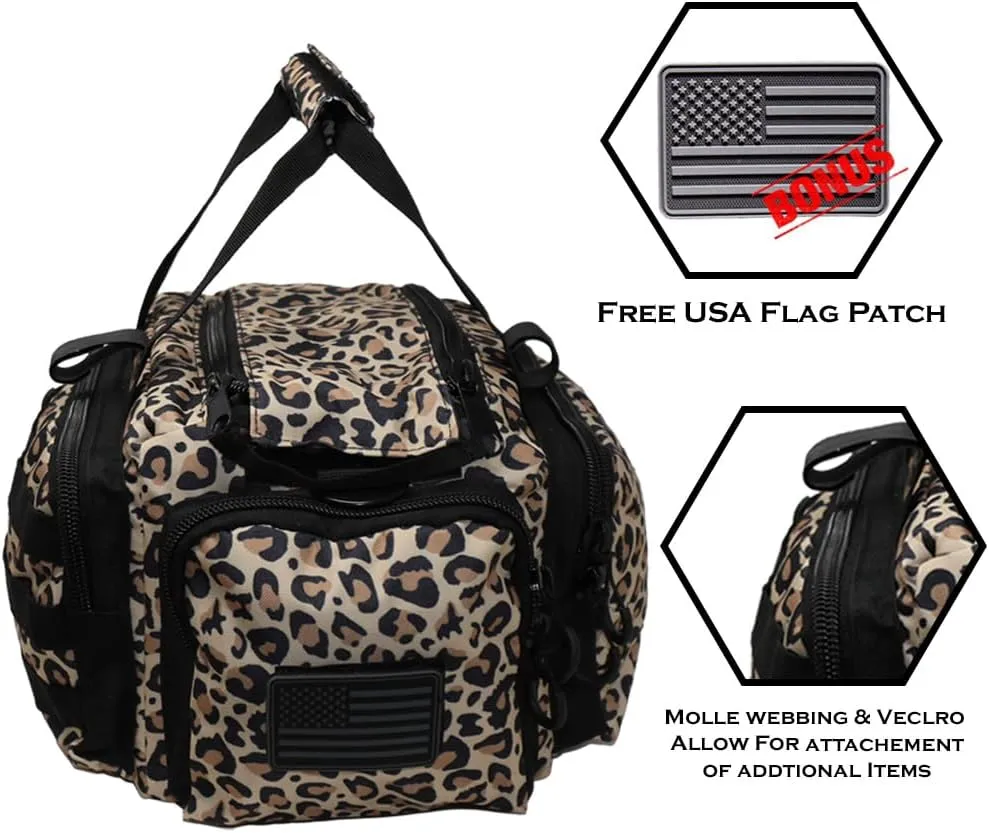 Exos Tactical Range Bag  Medium Size Range Bag for Shooting  Gun Case for Handguns, Ammo Bag, Tactical Range Bag, Molle Webbing, Free Subdued USA Patch, Designed in the USA