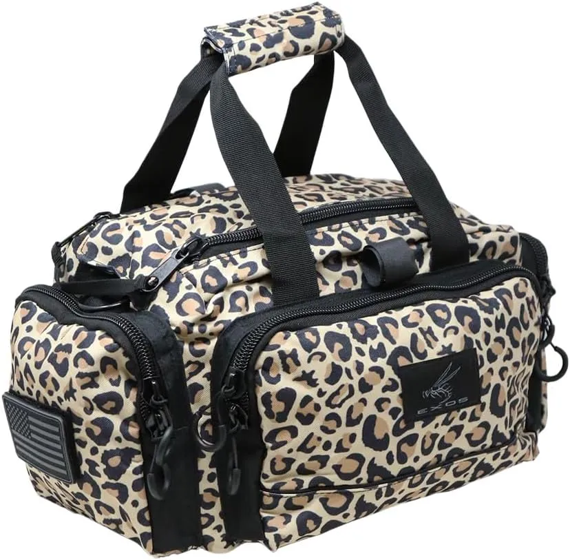 Exos Tactical Range Bag  Medium Size Range Bag for Shooting  Gun Case for Handguns, Ammo Bag, Tactical Range Bag, Molle Webbing, Free Subdued USA Patch, Designed in the USA