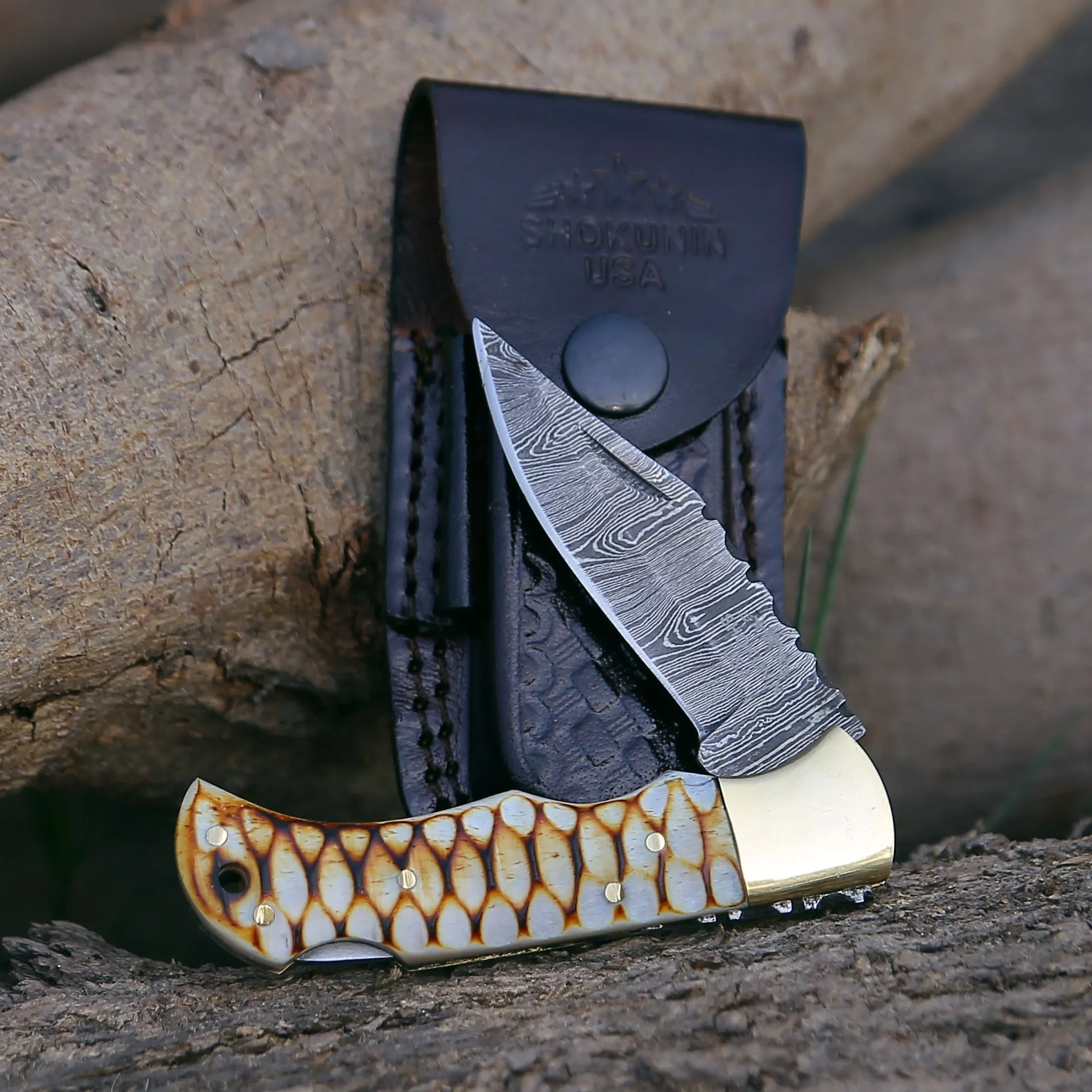 Firestrike Pocket Knife with Charred Bone Handle