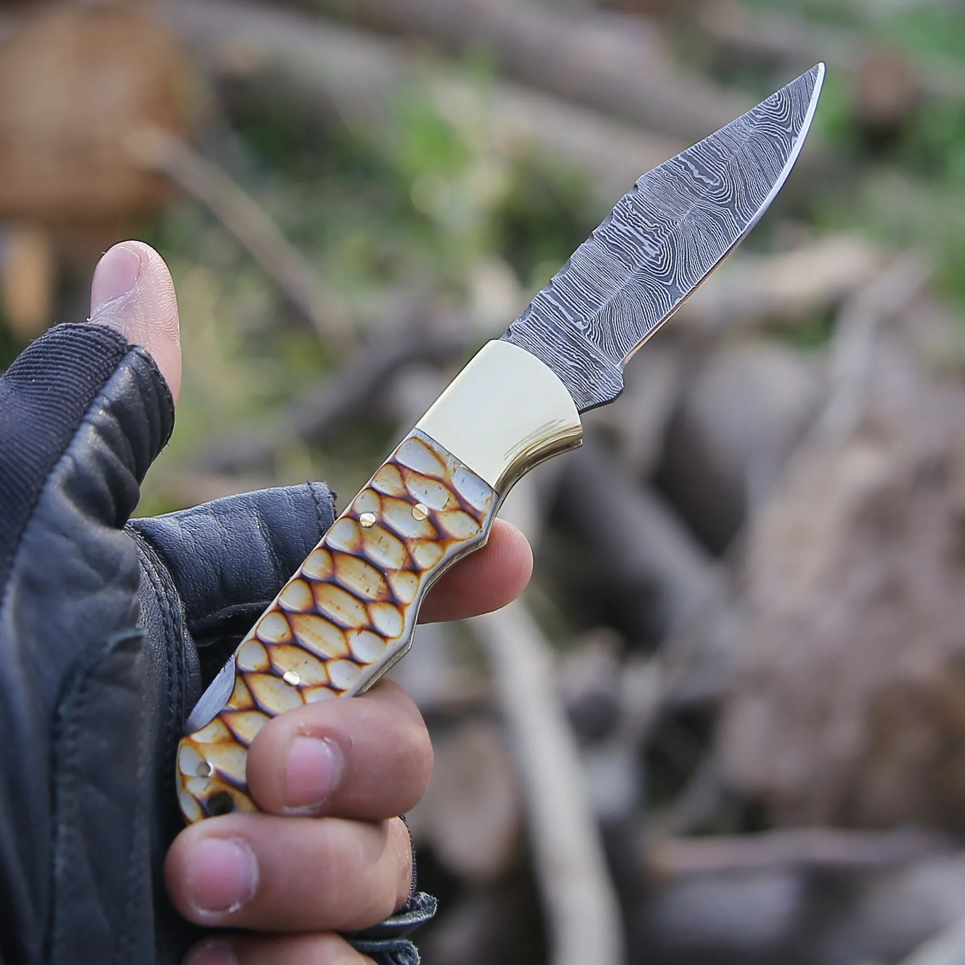 Firestrike Pocket Knife with Charred Bone Handle