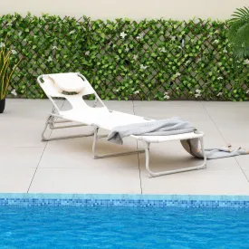 Folding Tanning Chair with Face and Arm Holes-Beige
