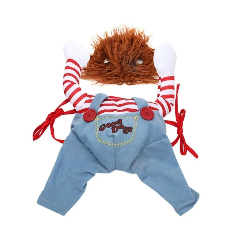 Funny Party Pets Dog Clothes Robber Costume with Knife Christmas Cosplay Plus Hat