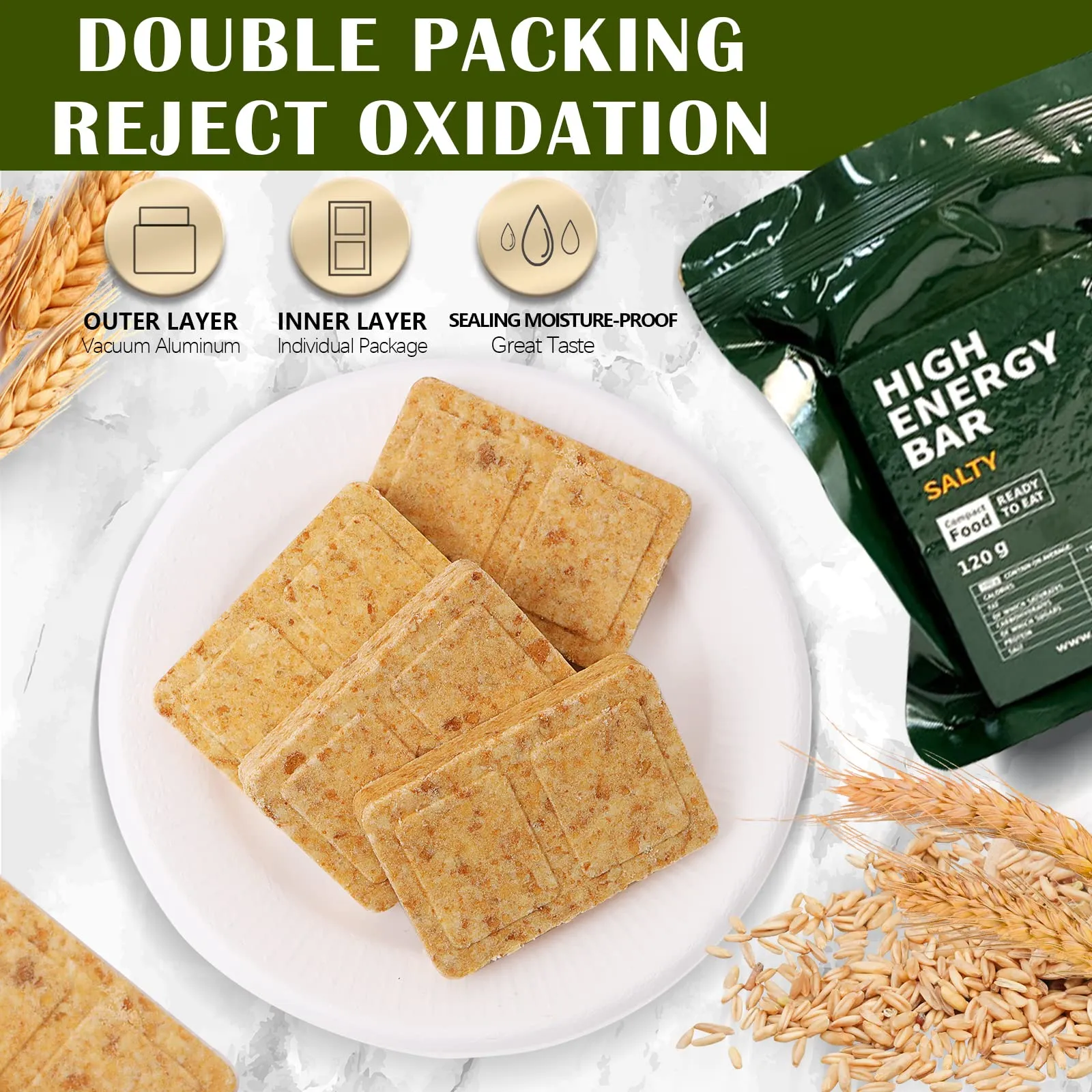 High Energy Ration Bars - Chocolate Flavor and Lightly Salted Flavor (2 Pack)