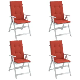 Highback Chair Cushions 4 pcs Melange Red 120x50x4 cm Fabric
