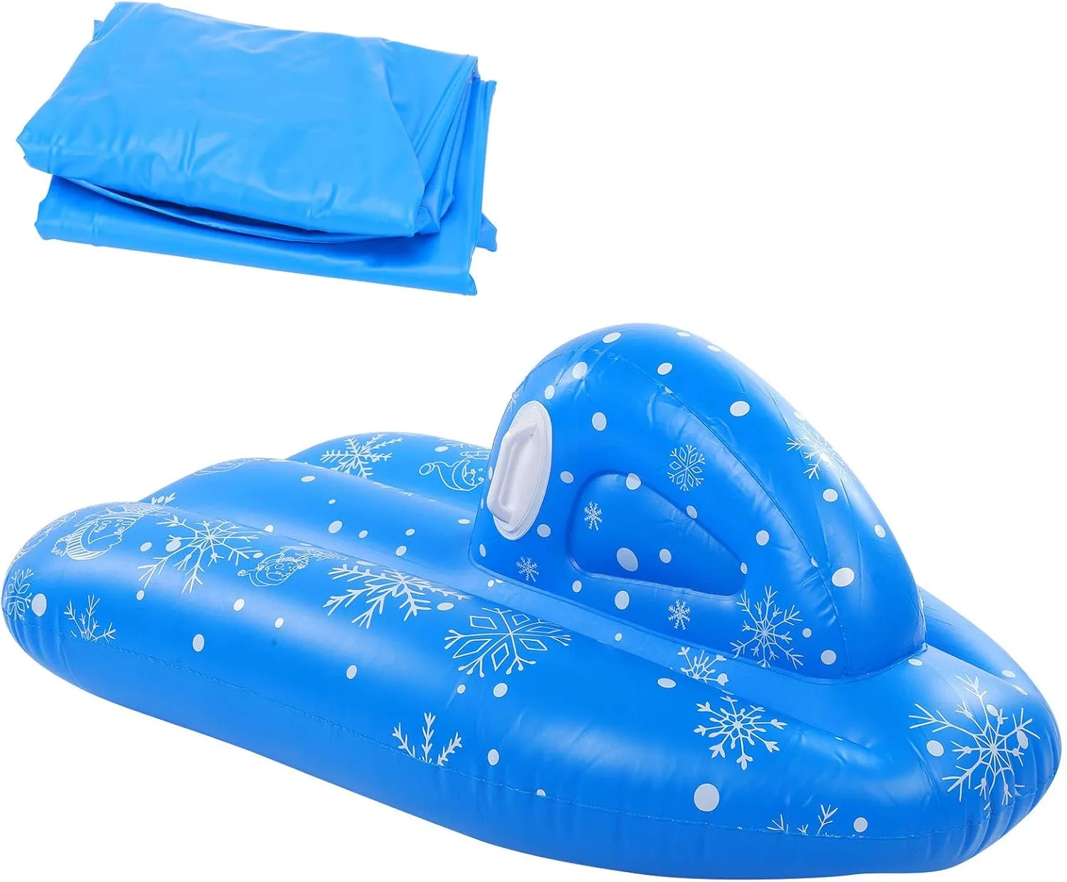 Inflatable Snow Tube for Adult and Teens, Heavy Duty PVC Snow Sled, 120x68x50cm, Snow Tubing Raft Toy for Winter Fun