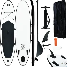 Inflatable Stand Up Paddle Board Set for Adventure and Relaxation, Easy to Transport with High Stability, Black and White