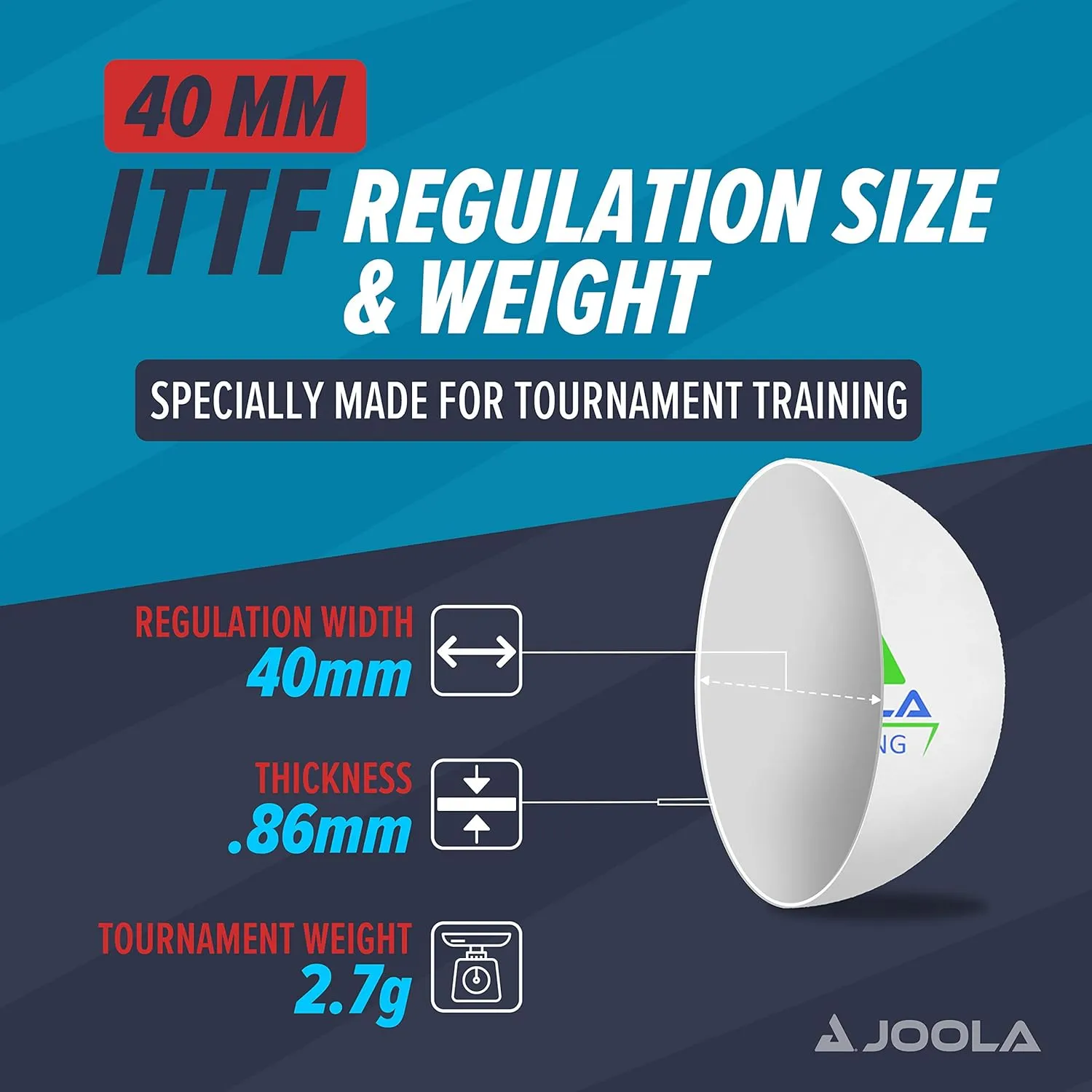 JOOLA Training 3 Star Table Tennis Balls 12, 60, or 120 Pack - 40 mm Regulation Bulk Ping Pong Balls for Competition and Recreational Play - Fun as a Cat Toy - Indoor and Outdoor Compatible