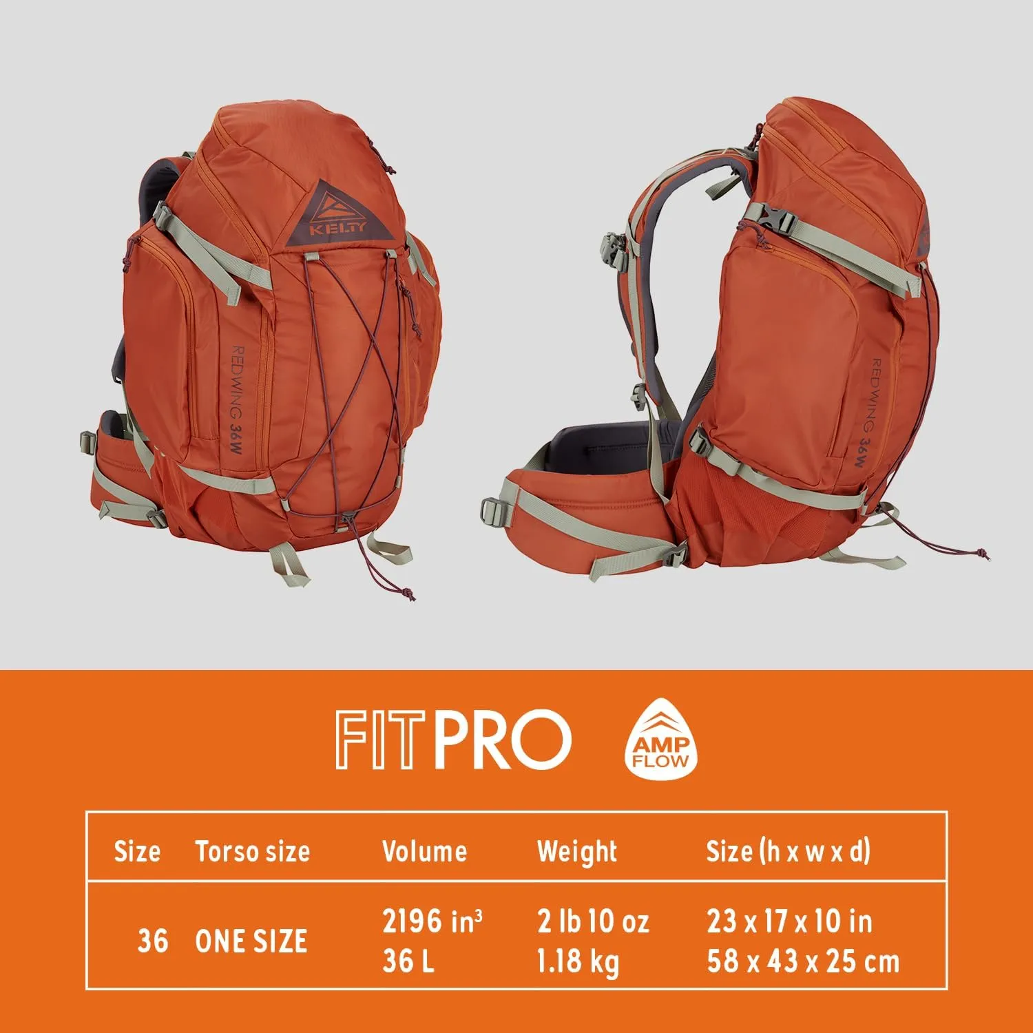 Kelty Redwing 36 Womens  36 Liter Internal Frame Backpack for Hiking, Backpacking, Travel, Carry-on Compatible, Hip Belt, Women Specific Fit, 2023 (Cinnamon)
