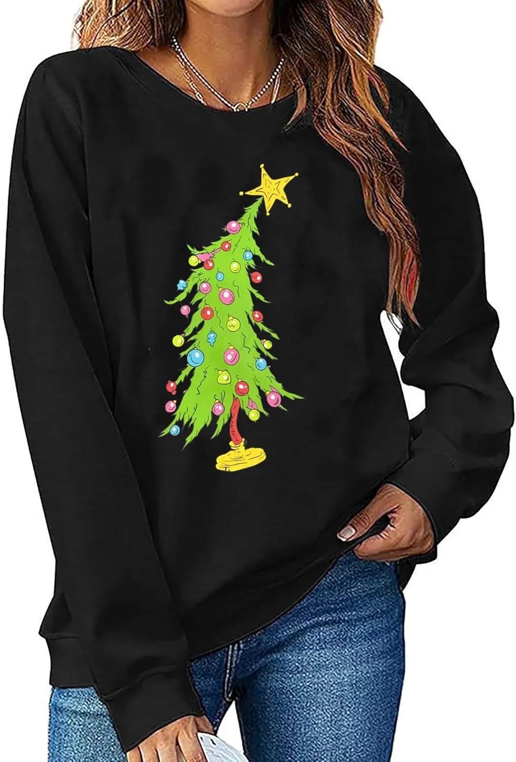 LLHXRUI Christmas Palm Tree Sweatshirt for Women Funny Hawaiian Beach Tropical Xmas Pullover Long Sleeve Christmas Shirt Top