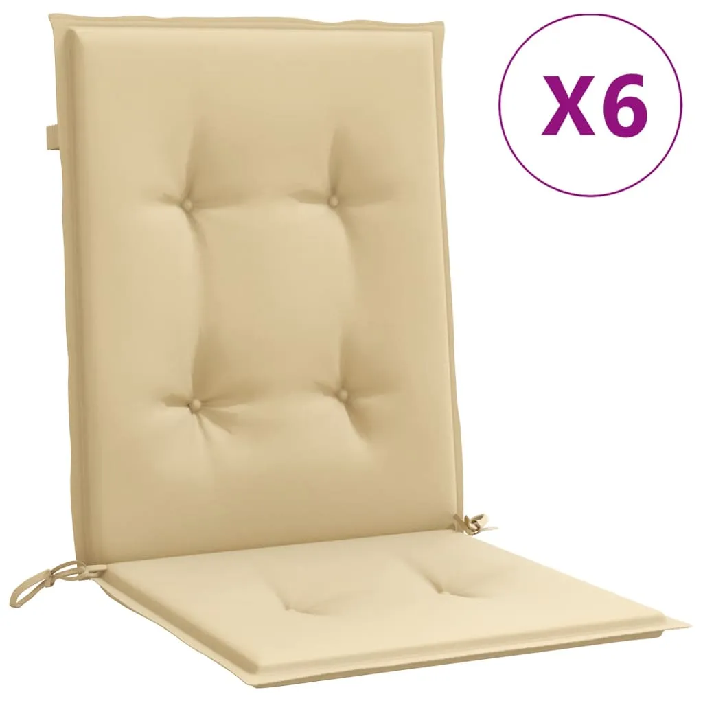 Lowback Chair Cushions 6 pcs Melange Beige 100x50x4 cm Fabric