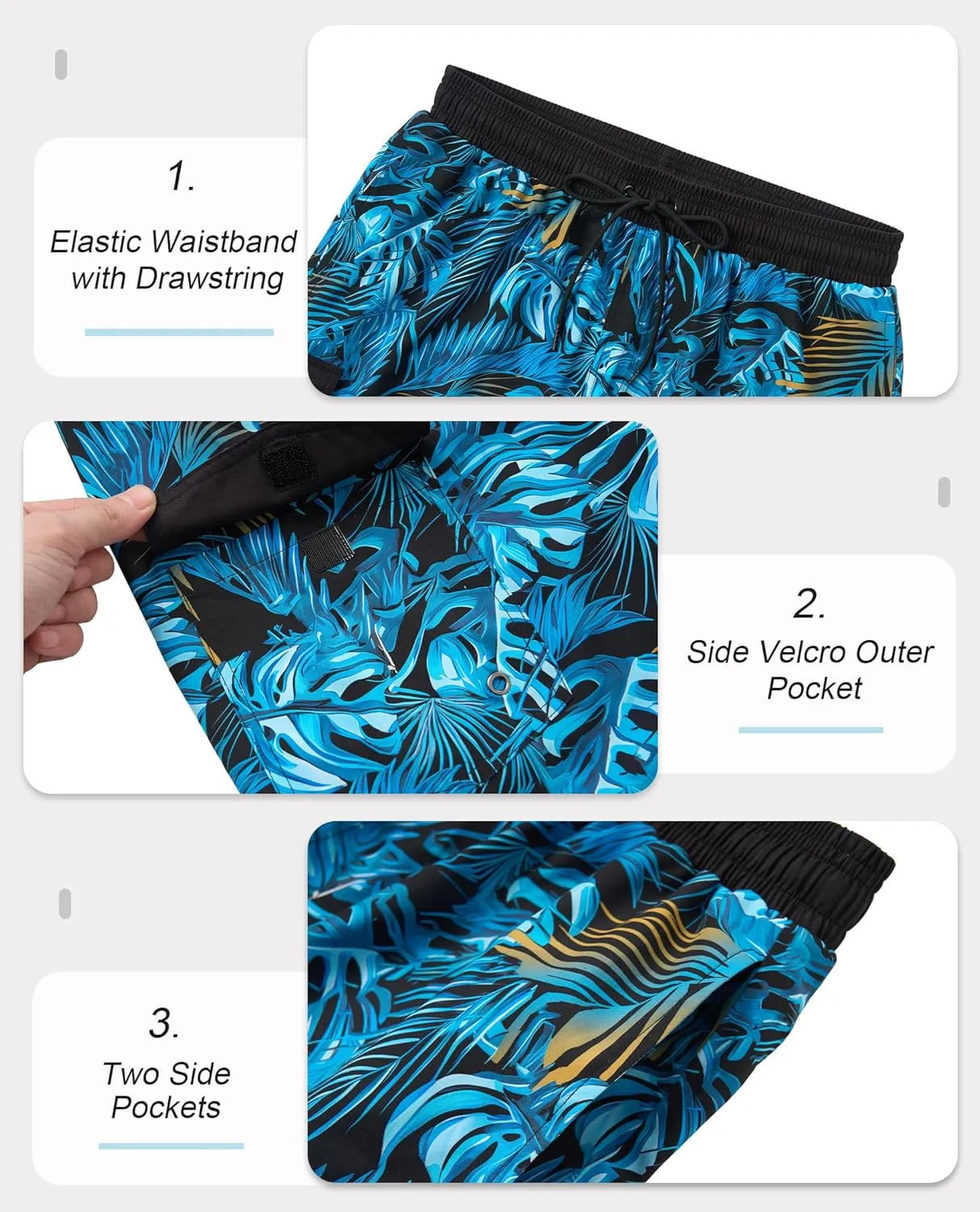 Mens 9 inch Swim Trunks with Compression Liner Quick Dry 2 in 1 Swimming Shorts with Pockets Bathing Suits Swimsuit