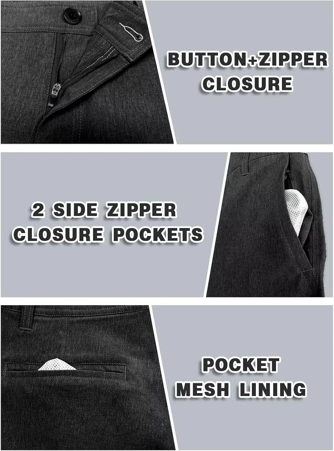 Men's Cotton Summer Beach Shorts Classic Fit Flat Front Stretch Solid Chino Golf Shorts