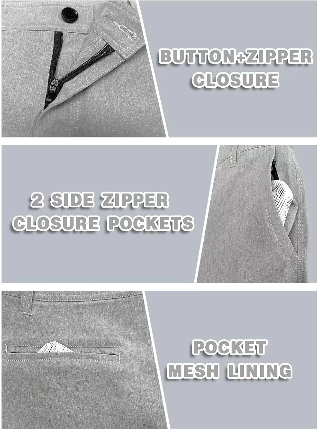 Men's Cotton Summer Beach Shorts Classic Fit Flat Front Stretch Solid Chino Golf Shorts