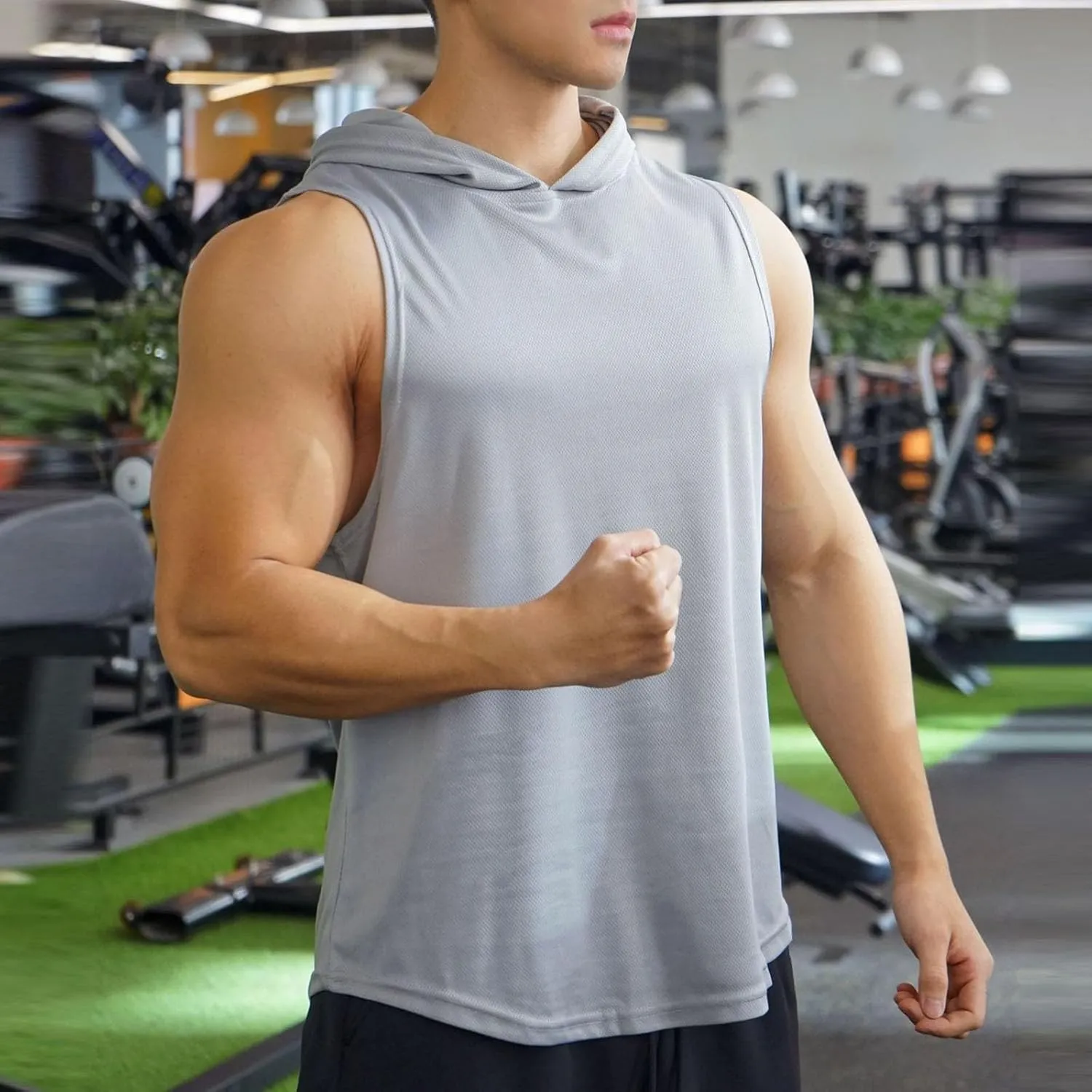 Mens Tank Top Lightweight Sleeveless Hoodie Muscle T-Shirt Summer Casual Cut Off Shirt Workout Running Gym Breathable Tee