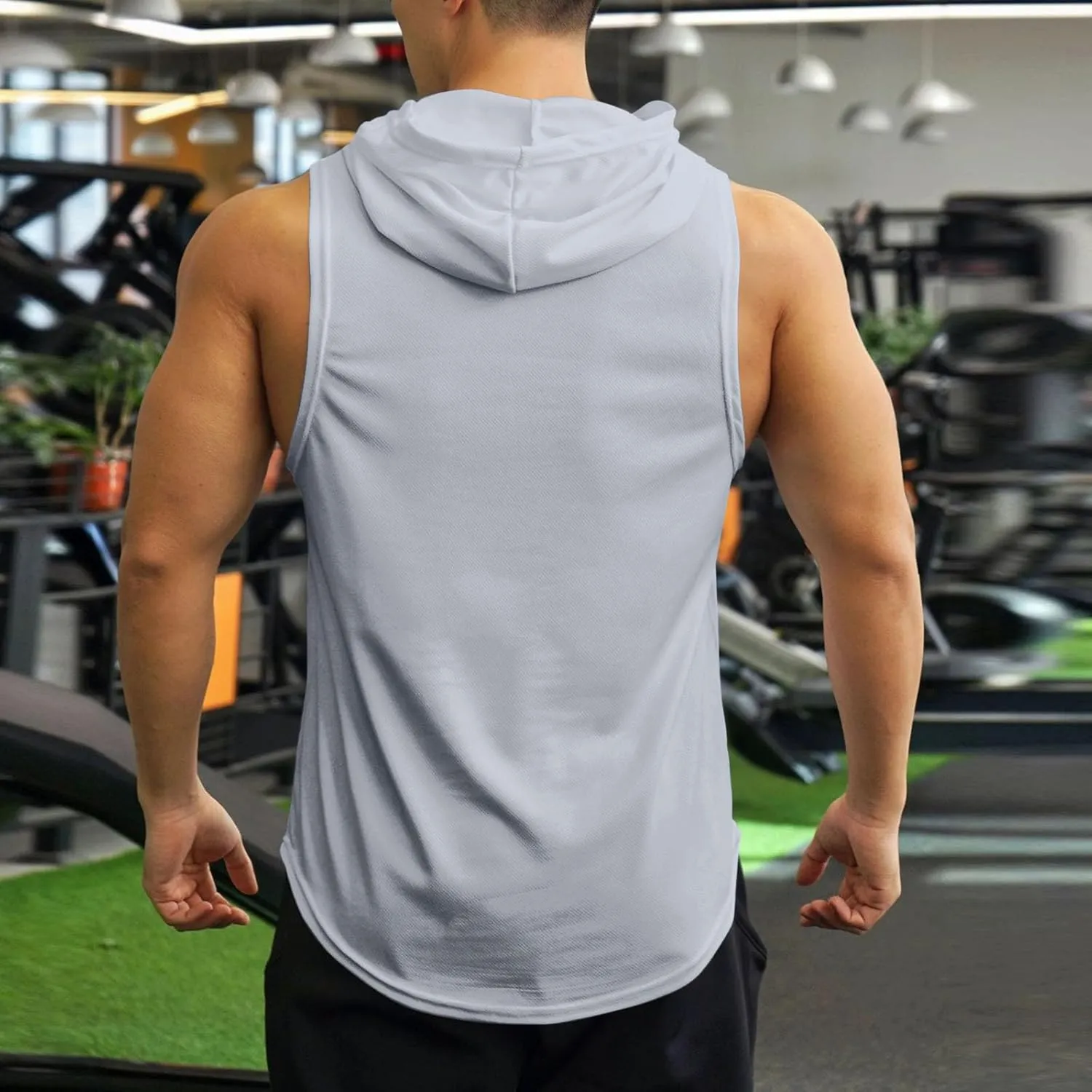 Mens Tank Top Lightweight Sleeveless Hoodie Muscle T-Shirt Summer Casual Cut Off Shirt Workout Running Gym Breathable Tee