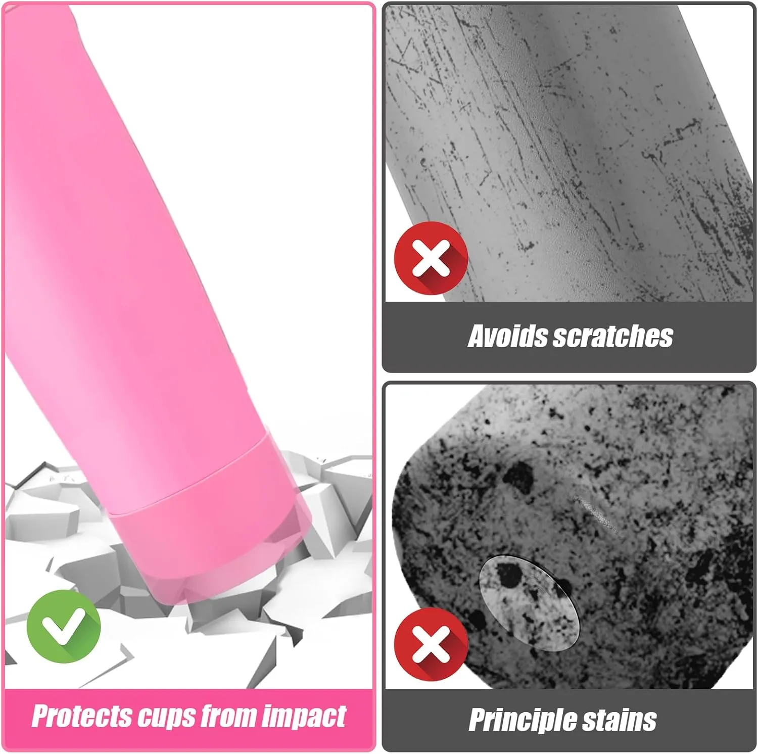 Mity rain 2PCS Protective Silicone Boots for Owala 30oz & 40oz FreeSip Sway Bottles & Tumblers - Accessories for owala, Enhances Stability & Prevents Scratches (Pink)