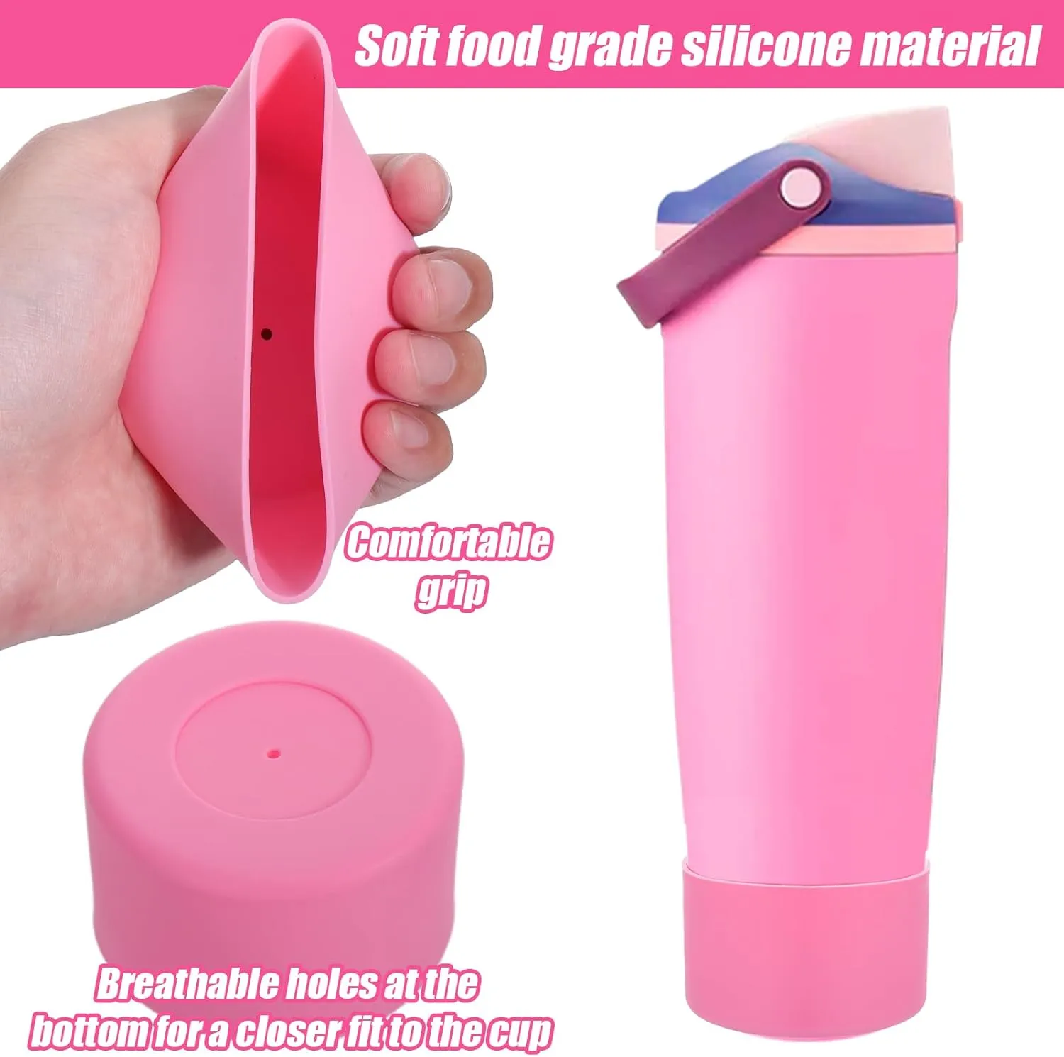 Mity rain 2PCS Protective Silicone Boots for Owala 30oz & 40oz FreeSip Sway Bottles & Tumblers - Accessories for owala, Enhances Stability & Prevents Scratches (Pink)