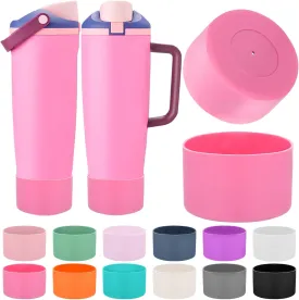 Mity rain 2PCS Protective Silicone Boots for Owala 30oz & 40oz FreeSip Sway Bottles & Tumblers - Accessories for owala, Enhances Stability & Prevents Scratches (Pink)