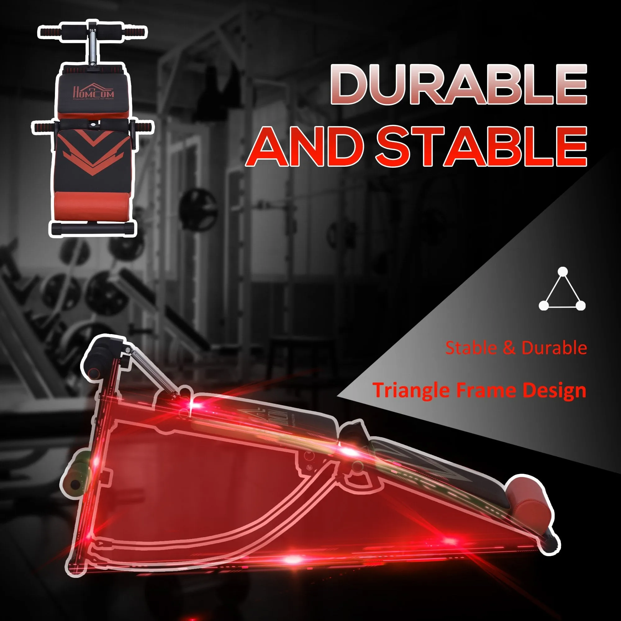 Multifunctional Sit Up Bench Foldable Exercise Weight Bench w/ Elastic Rope Fitness Equipment