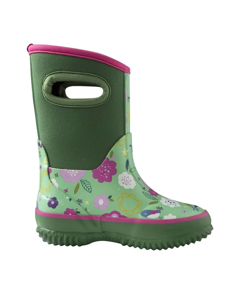 Neoprene Rain/Snow Boots: Green Floral