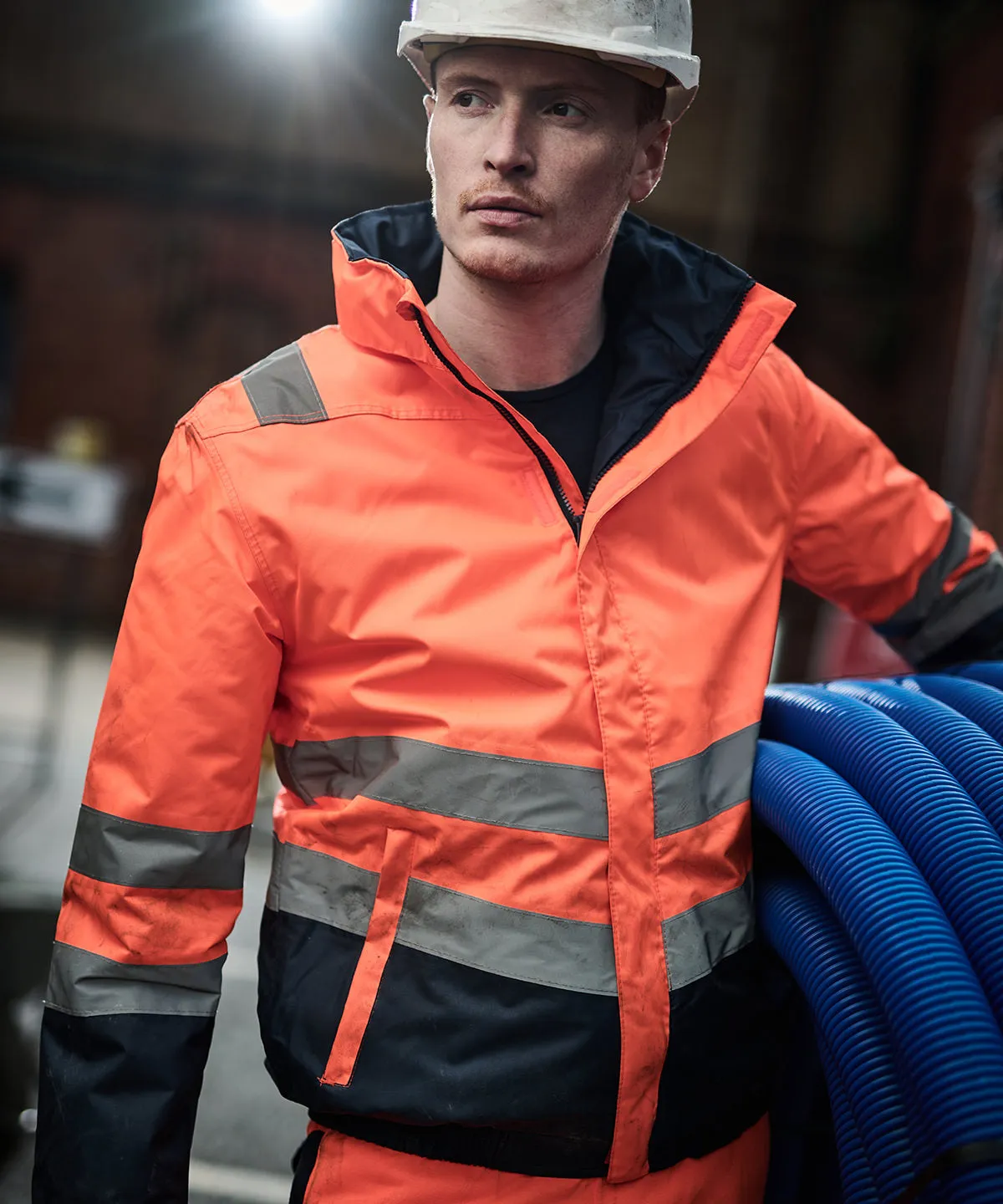 Orange/Navy - Pro hi-vis classic bomber jacket
