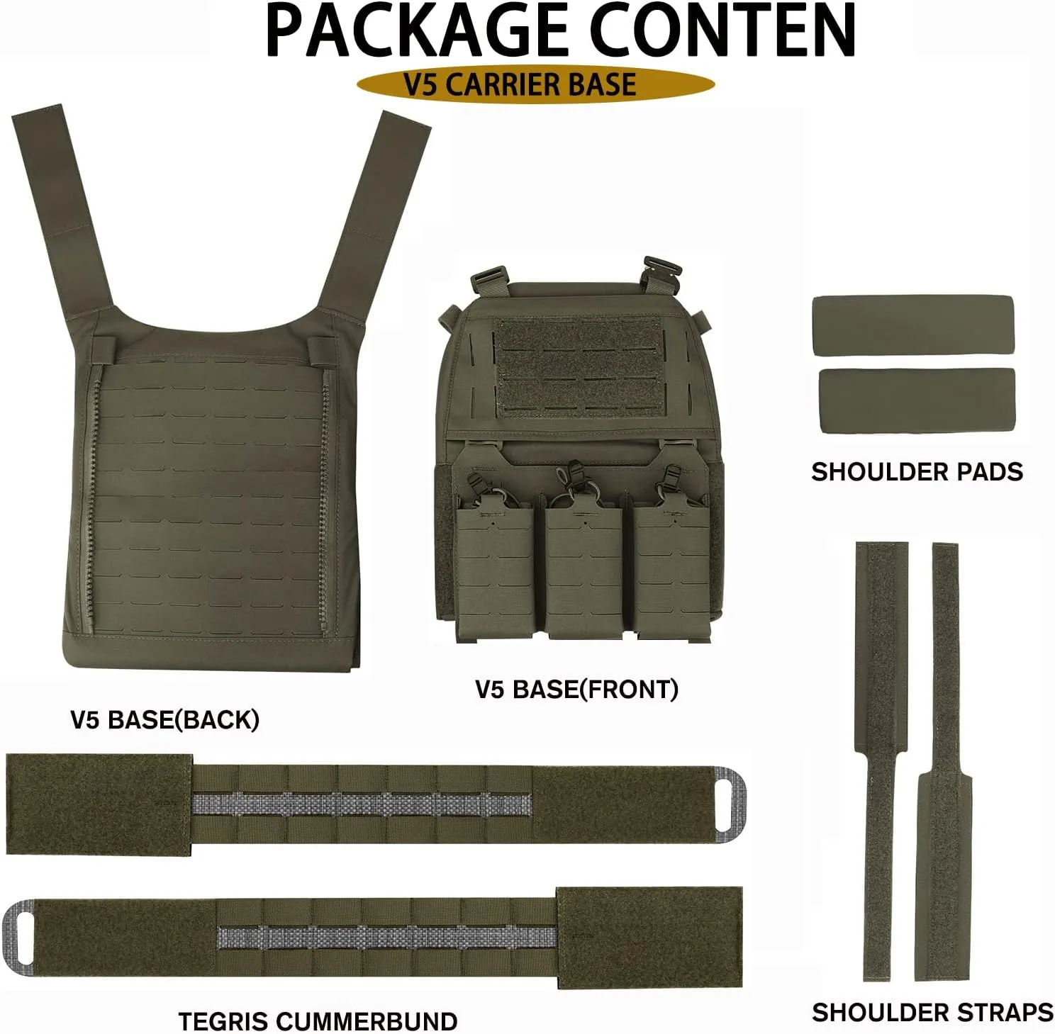 PETAC GEAR Tactical Tegris Cummerbund V5 MOLLE Vest Basic Set For Man With Large Zipper