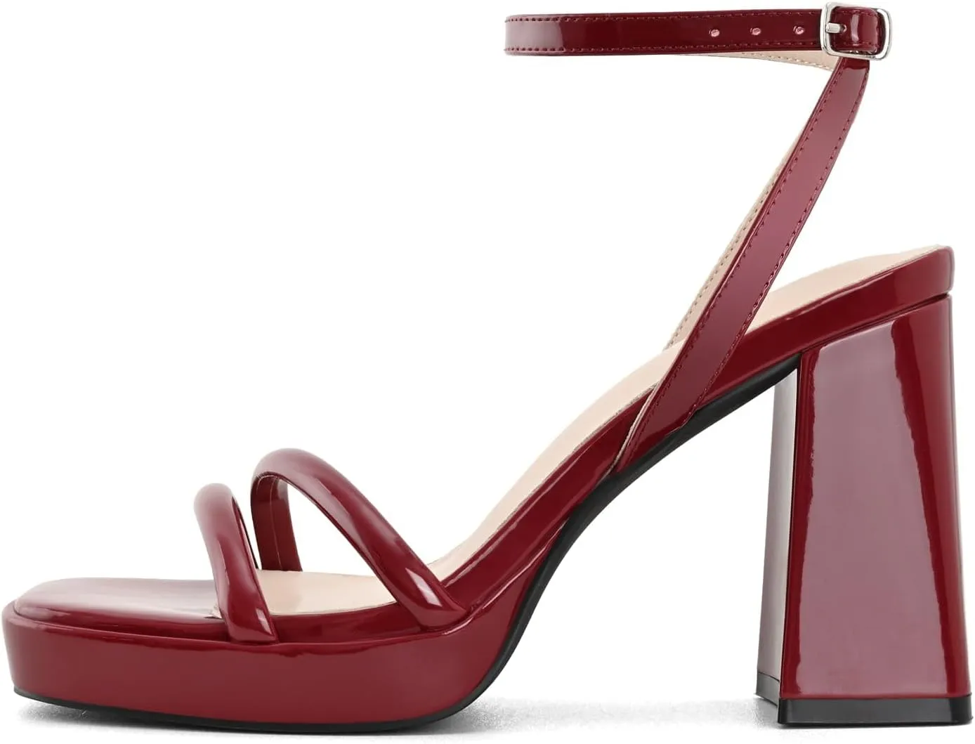 Platform Heels for Women Block Chunky Strappy Heels Square Toe Ankle Buckle Sandals