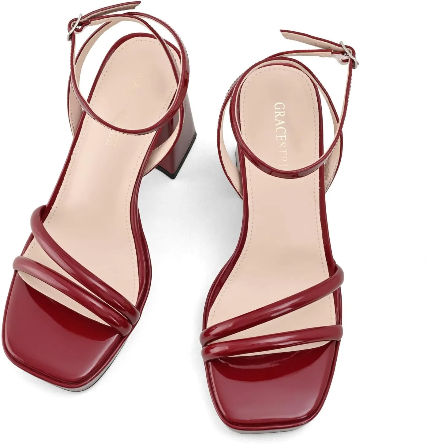 Platform Heels for Women Block Chunky Strappy Heels Square Toe Ankle Buckle Sandals
