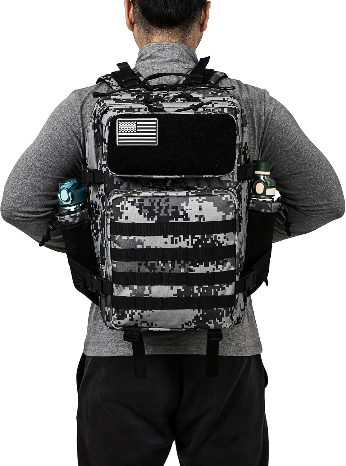 QT&QY 25L/35L/45L Military Tactical Backpack For Men Molle Daypack 3 Day Bug Out Bag Hiking Rucksack With Bottle Holder