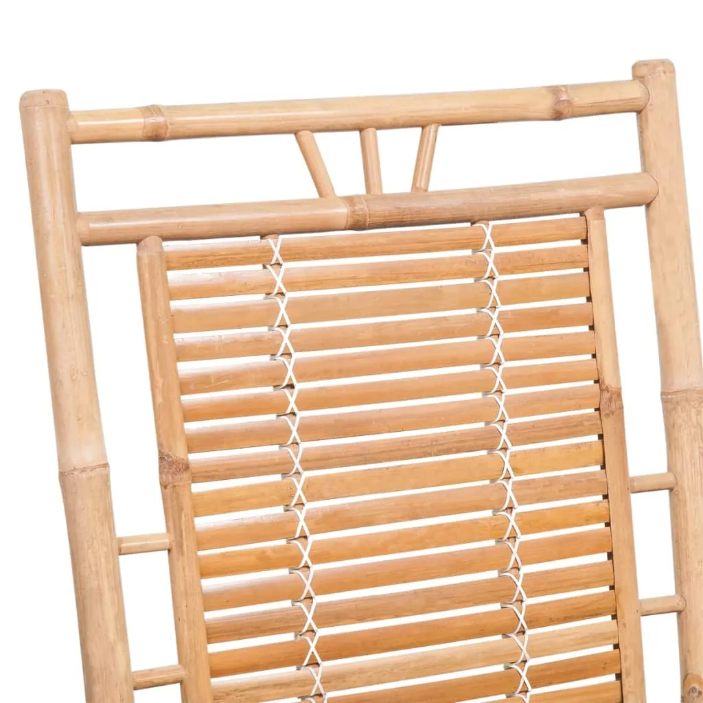 Rocking Chair with Cushion Patio Sun Lounger Seating Furniture Bamboo