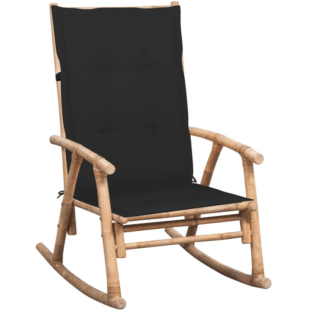Rocking Chair with Cushion Patio Sun Lounger Seating Furniture Bamboo