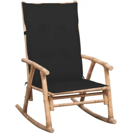Rocking Chair with Cushion Patio Sun Lounger Seating Furniture Bamboo
