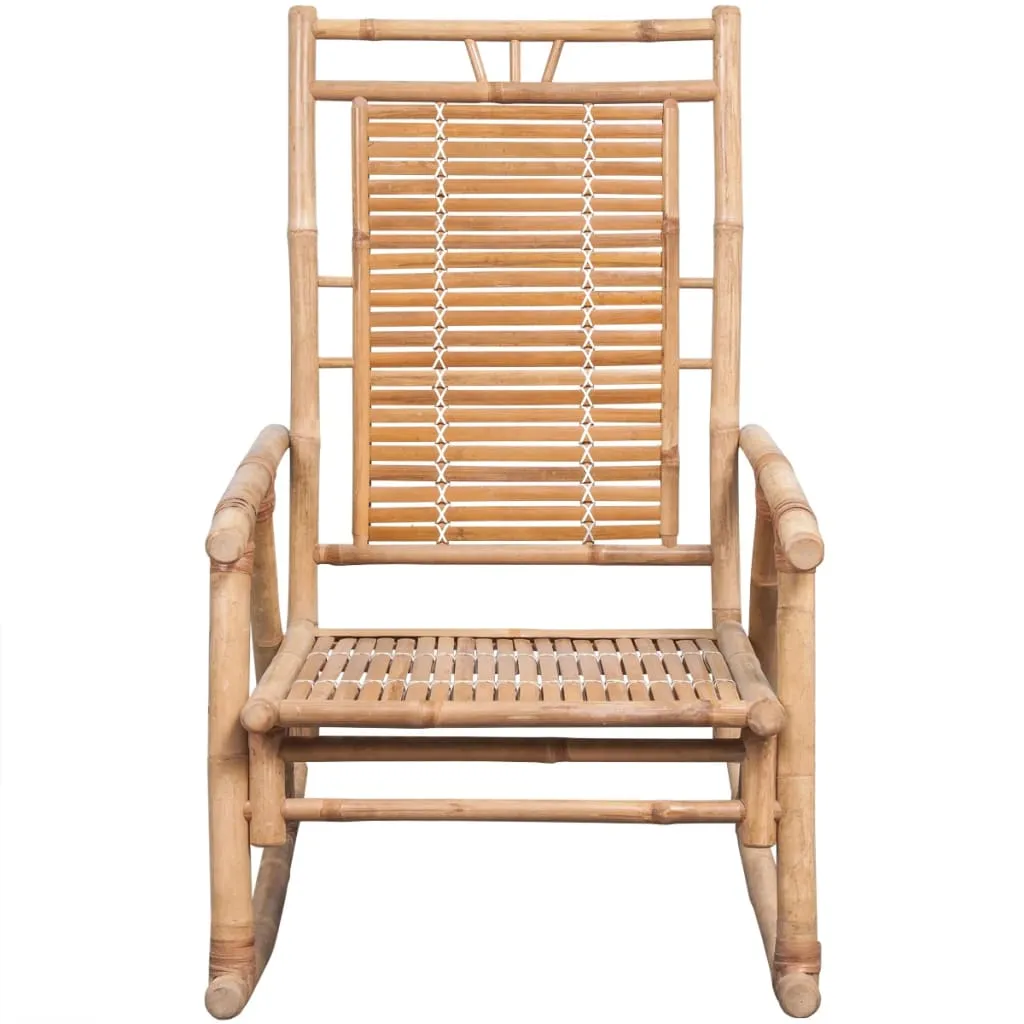 Rocking Chair with Cushion Patio Sun Lounger Seating Furniture Bamboo